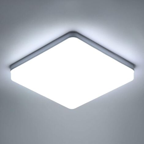 GOECO Plafonnier LED Carré, Lampe de Plafond LED, IP44 Plafonnier LED, Luminaire Plafonnier Applicable à Salle De Bain, Salon, Cuisine, Chambre, Couloir, Balcon 36W 6500K （23x23CM）
