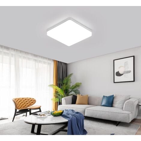 GOECO Plafonnier LED Carré, Lampe de Plafond LED, IP44 Plafonnier LED, Luminaire Plafonnier Applicable à Salle De Bain, Salon, Cuisine, Chambre, Couloir, Balcon 36W 6500K （23x23CM）