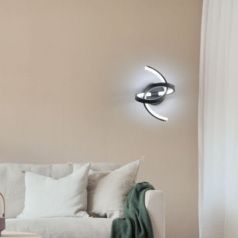 Applique Murale Interieur, 16W Appliques LED Design Courbe, Lampe Murale Moderne en Acryliquel pour Chambre, Salon, Hôtel, Escalier, Allée, Noir Couleur, lumière blanche froide