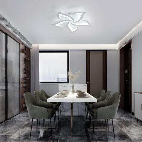 GOECO Plafonnier LED 60W 4600LM Dia 60cm Blanc Froid 6000K Luminaire Moderne de Pétale pour Salon Cuisine Salle de Bain Chambre Salle à Manger（Blanc）