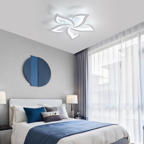 GOECO Plafonnier LED 60W 4600LM Dia 60cm Blanc Froid 6000K Luminaire Moderne de Pétale pour Salon Cuisine Salle de Bain Chambre Salle à Manger（Blanc）