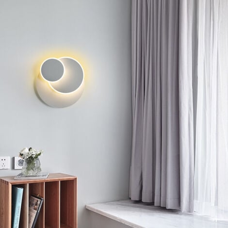 GOECO Applique Murale LED Circulaire, Créatif Éclipse Solaire 3-en-1 Applique Murale Intérieure, Moderne Applique Murale Blanche Simple, Forme Ajustable, 15W Lumière Chaude