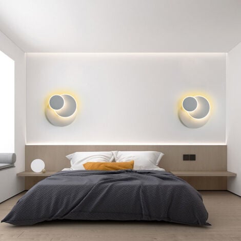 GOECO Applique Murale LED Circulaire, Créatif Éclipse Solaire 3-en-1 Applique Murale Intérieure, Moderne Applique Murale Blanche Simple, Forme Ajustable, 15W Lumière Chaude