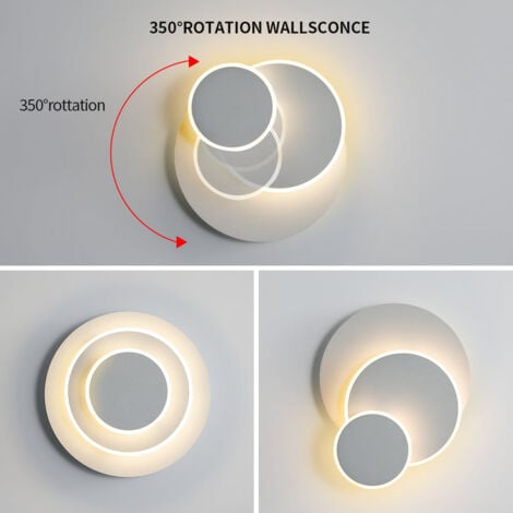 GOECO Applique Murale LED Circulaire, Créatif Éclipse Solaire 3-en-1 Applique Murale Intérieure, Moderne Applique Murale Blanche Simple, Forme Ajustable, 15W Lumière Chaude