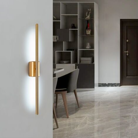 Applique Murale Intérieure, Lampe Murale LED Minimaliste Moderne 8W Appliques Dorées à Longue Bande Simple, Lumière Blanche 6000K, Convient pour Chambre, Salon, Allée