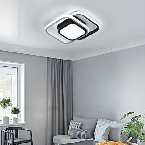 GOECO Plafonnier LED Moderne, 32W Lampe de Plafond, Luminaire Plafonnier 2500lm pour Salon, Chambre, Cuisine, Couloir (Noir) Lumière Blanche Froide 6000K