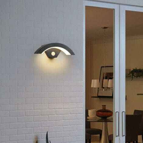 GOECO Applique Murale LED Extérieure Moderne avec Détecteur de Mouvement 24W 550LM,Gris Anthracite Éclairage Extérieur en U IP65 3000K Lumière Chaude pour Porche Passerelle Jardin Balcon