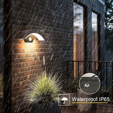 GOECO Applique Murale LED Extérieure Moderne avec Détecteur de Mouvement 24W 550LM,Gris Anthracite Éclairage Extérieur en U IP65 3000K Lumière Chaude pour Porche Passerelle Jardin Balcon