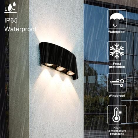 GOECO Applique Murale LED Extérieur/Intérieur - IP65 Étanche - 17cm - Blanc Chaud 3000K - Éclairage Moderne Up/Down - Salon, Chambre, Salle de Bain