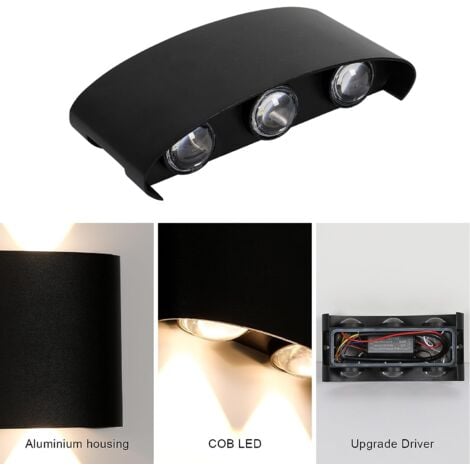 GOECO Applique Murale LED Extérieur/Intérieur - IP65 Étanche - 17cm - Blanc Chaud 3000K - Éclairage Moderne Up/Down - Salon, Chambre, Salle de Bain