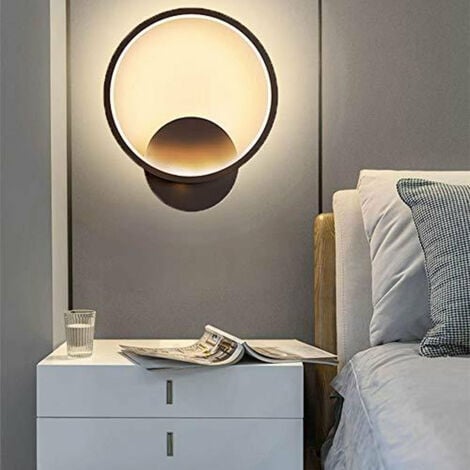GOECO Applique Murale Led Interieur Ronde Blanc Chaud Acrylique Luminaire Murale Interieur,12W, 3000K Applique Murale Interieur Escalier, Applique Murale Moderne pour Couloir Chambre Salon Noir