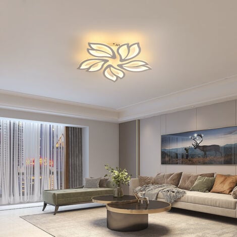 Plafonnier LED Dimmable, Creative Fleur de Forme Lampe de Plafond Moderne Lustres LED, Luminaire Plafonnier Design de Pétale pour Salon, Chambre, Couloir, Salle à Manger, Cuisine Blanc