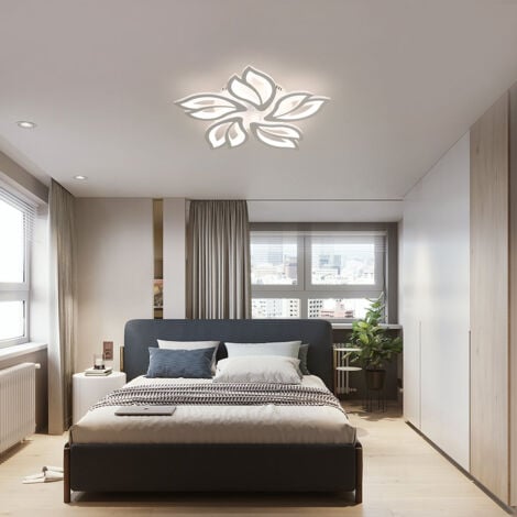 Plafonnier LED Dimmable, Creative Fleur de Forme Lampe de Plafond Moderne Lustres LED, Luminaire Plafonnier Design de Pétale pour Salon, Chambre, Couloir, Salle à Manger, Cuisine Blanc