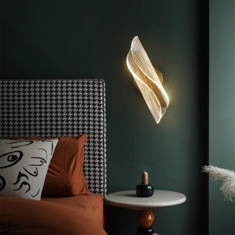 Applique Murale LED Dimmable Moderne Lampe murale 12W 3000K/4000K/6000K Pour chambre à coucher, salon, couloir, entrée Or
