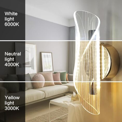 Applique Murale LED Dimmable Moderne Lampe murale 12W 3000K/4000K/6000K Pour chambre à coucher, salon, couloir, entrée Or