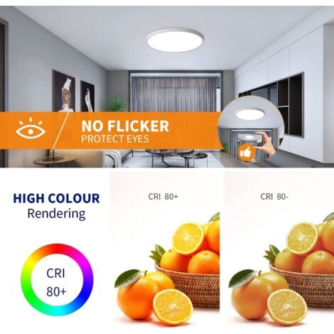 Plafonnier LED Lampe De Plafond Ronde IP44 Luminaire Pour Chambre Salle De Bain Cuisine Couloir Balcon Ø30cm 24W 2160LM 6500K Lumière Blanc Froid