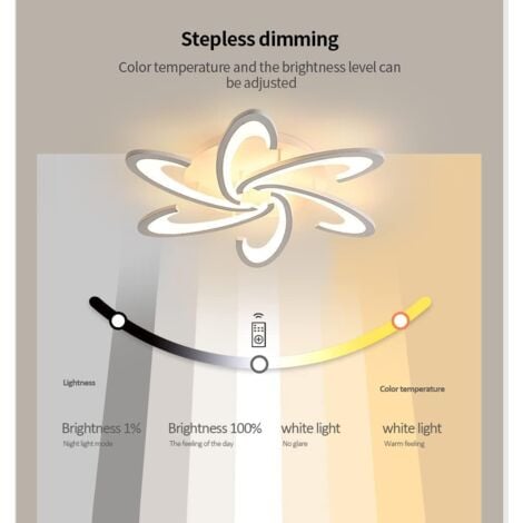 GOECO Plafonnier LED Moderne Dimmable Blanc, 54W 6300LM avec Télécommande, Design Créatif à 6 Têtes en Acrylique pour Salon Cuisine Chambre (L70 x l70 x H9 cm) -