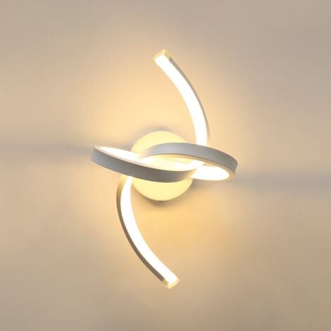 GOECO Applique Murale Interieur, 16W Appliques LED Design Courbe, Lampe Murale Moderne en Acryliquel pour Chambre, Salon, Hôtel, Escalier, Allée, Blanc Couleur, lumière blanche chaude