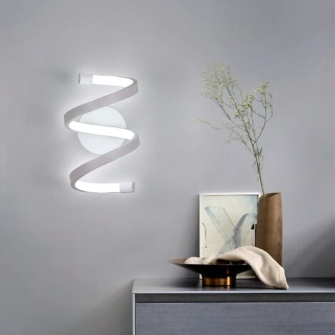 GOECO Applique Murale LED Interieur, Lampe Murale 18W spirale blanche, Luminaire Mural moderne pour Chambre Couloir Bureau Lumière 6500K Blanc Froid