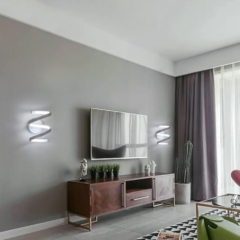 GOECO Applique Murale LED Interieur, Lampe Murale 18W spirale blanche, Luminaire Mural moderne pour Chambre Couloir Bureau Lumière 6500K Blanc Froid