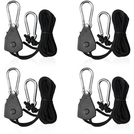 Correas de cuerda de trinquete ajustables, tensor de gancho de 1/8, cuerdas de trinquete de vela de sombra para luces o plantas, 4 Uds. (1/5)