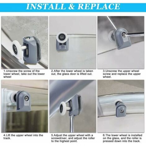 Juego Rodillos Ducha Individuales Juego De 8 Rodillos Para Puerta De Ducha - 4 Superiores Y 4 Inferiores, Diámetro 23 Mm, Para Cristal Accesorio Baño Nailon Acero