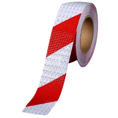 Cinta Reflectante Roja Y Amarilla Autoadhesiva - 5 Cm X 25 M, Material PET, Alta Visibilidad Nocturna Para Vehículos, Remolques Y Seguridad