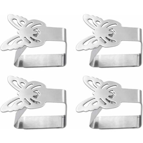 Juego de 4 clips para mantel de acero inoxidable, clips para mantel, fundas para manteles (1/5)