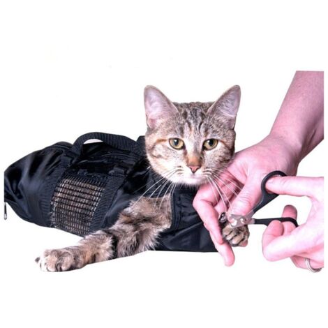 Bolsa de sujeción para baño de inodoro para gatos, para recortar uñas con garras (1/3)