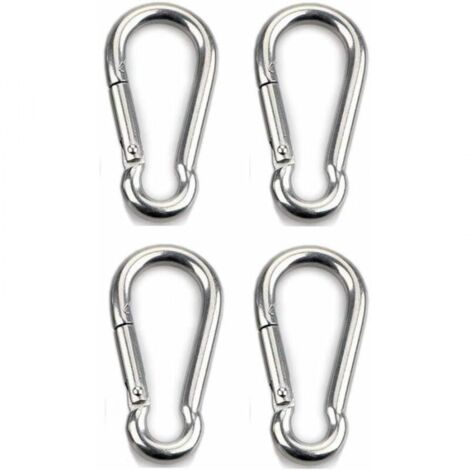 Mosquetón de fijación de 4 piezas para uso pesado, deportes, perros con bloqueo, hamaca columpio, acero inoxidable 304, grosor de 8 mm (1/4)
