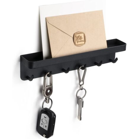 Porta llaves - Organizador de llaves - Porta llaves - con bandeja de plástico para correo/modelo moderno/de pared - Gancho para pasillo (1/5)