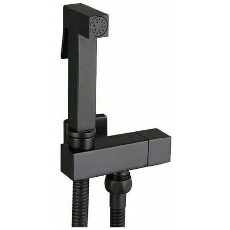 Set completo de ducha de mano para inodoro de latón, negro, para higiene personal y mayor confort