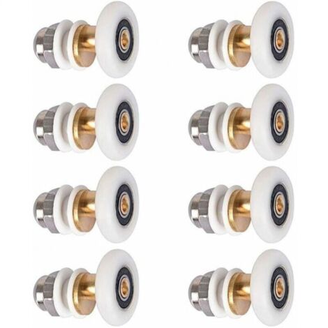 Ruedas para puerta de ducha de 8 piezas, ruedas para puerta corredera, poleas para puerta de cabina de ducha, rueda de repuesto para rodillo con diámetro de rueda de 23 mm (1/5)