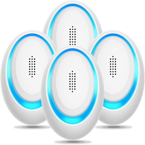 Paquete de 4 repelentes de insectos ultrasónicos, trampa electrónica para ratones para interiores, inserto repelente de mosquitos y arañas, repelente eficaz de roedores (1/5)