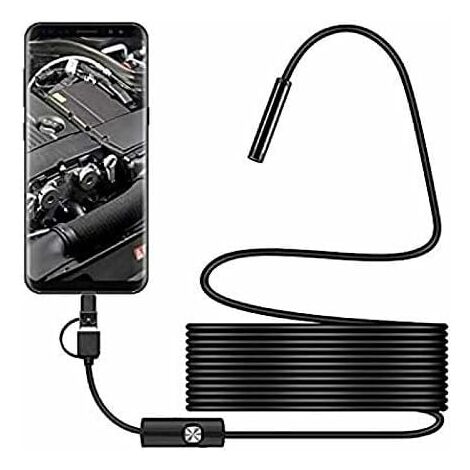 Cámara de inspección de serpiente USB, endoscopio USB C impermeable IP67 de 2,0 MP, cámara tipo C con 8 luces LED ajustables (1/5)