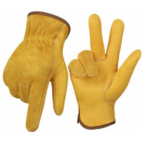 Par de guantes de jardinería resistentes a pinchazos, guantes de jardinería resistentes para hombres y mujeres, guantes de cuero duraderos para jardinería, maquinaria, soldadura