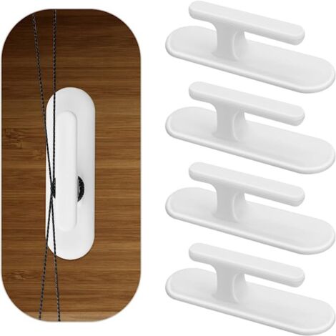 Paquete de 4 persianas enrollables de seguridad blancas, ganchos adhesivos para cordón de persiana enrollable, clips de pared para cordón de persiana enrollable (1/5)