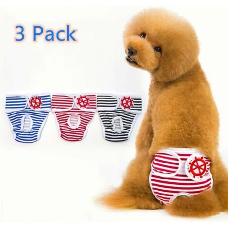 Paquete de 3 pañales higiénicos para perros, reutilizables, lavables, de seguridad, ropa interior menstrual para mascotas, ropa interior para gatos (talla M)