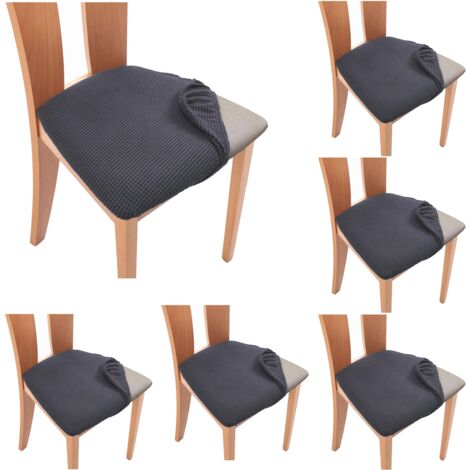 Cubierta gris para silla de cocina y comedor, funda antideslizante antiincrustante, cubierta curvada elástica para silla, 6 uds.