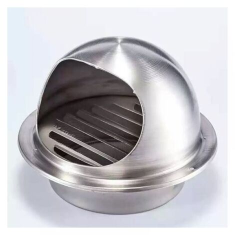 1 rejilla de ventilación redonda de acero inoxidable con boca y listones antiinsectos, rejilla de ventilación (120 mm) para pared exterior, ideal para baño, aire acondicionado, cocina