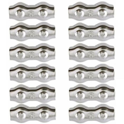 12 bridas para cables de acero M3, 12 unidades, bridas para cables dúplex, bridas para cables de acero inoxidable 304, bridas para cables de alambre de 2 mm, tendedero (1/4)