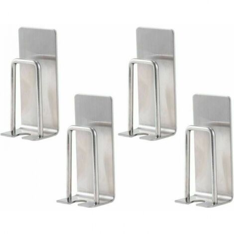 Juego de 4 portacepillos de dientes, soporte de pared de acero inoxidable para tazas, tazas, cepillos de dientes, impermeable y autoadhesivo, sin perforación para baño (1/4)