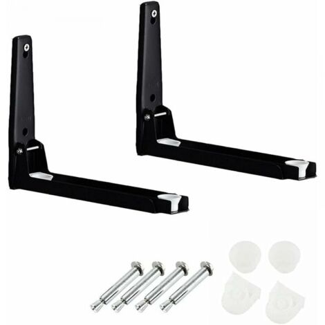 Soporte de pared para microondas negro 2 piezas, plegable y retráctil, apto para todos los hornos microondas, peso máximo del microondas 50 kg-Estante de pared (1/4)