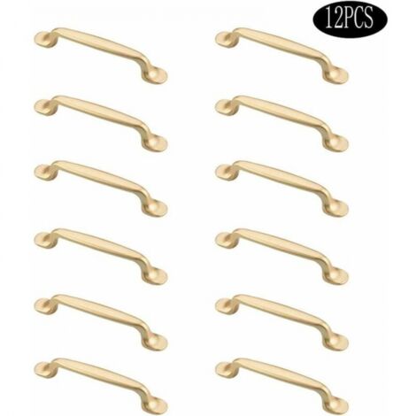 12 tiradores dorados para muebles, armarios de cocina, cajones, armarios de dormitorio, puertas y muebles de cocina (con tornillos). (1/5)
