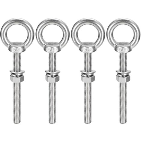 4 piezas M8 x 100mm Tornillos de ojo M8 con rosca métrica, acero inoxidable, para fijar y colgar