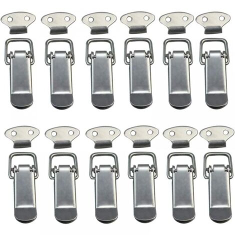 Juego de 12 piezas de clips para capó, pestillos de palanca, pestillos de palanca, pestillos de gancho a presión, pestillos de resorte de acero inoxidable para gabinetes, cajas, cajones, alacenas