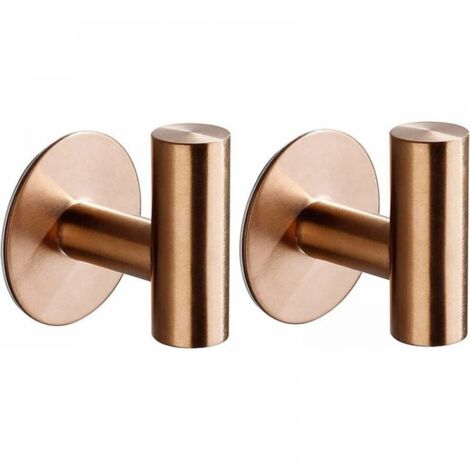 Paquete de 2 ganchos de pared para baño autoadhesivos, oro rosa, sin ganchos de perforación, ganchos para toallas de baño autoadhesivos, acero inoxidable (1/4)