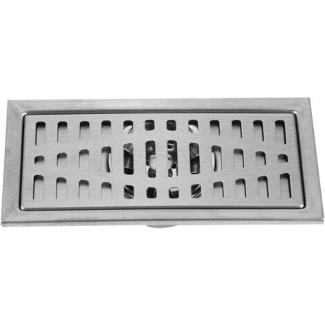 1 ud. Desagüe de suelo con tapa extraíble, fregadero rectangular de 200 x 100 mm, desagüe de ducha de acero inoxidable, desagüe de rejilla para baño, WC, lavandería, jardín, cocina (1/5)