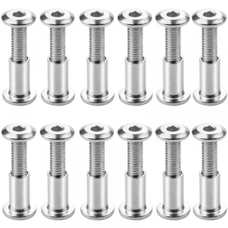 12 tornillos de conexión M6 x 20 mm, tornillos de conexión de espárrago, pernos de fijación de cabeza hexagonal, pernos de conexión de cabeza plana (con tuercas de hexágono interior) (1/5)