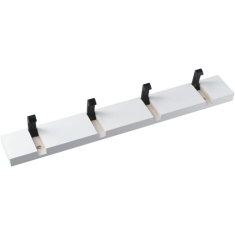 Perchero de pared con 4 ganchos retráctiles, perchero de pared para colgar abrigos, bufandas, bolsos y otros artículos, color blanco, 1 ud.